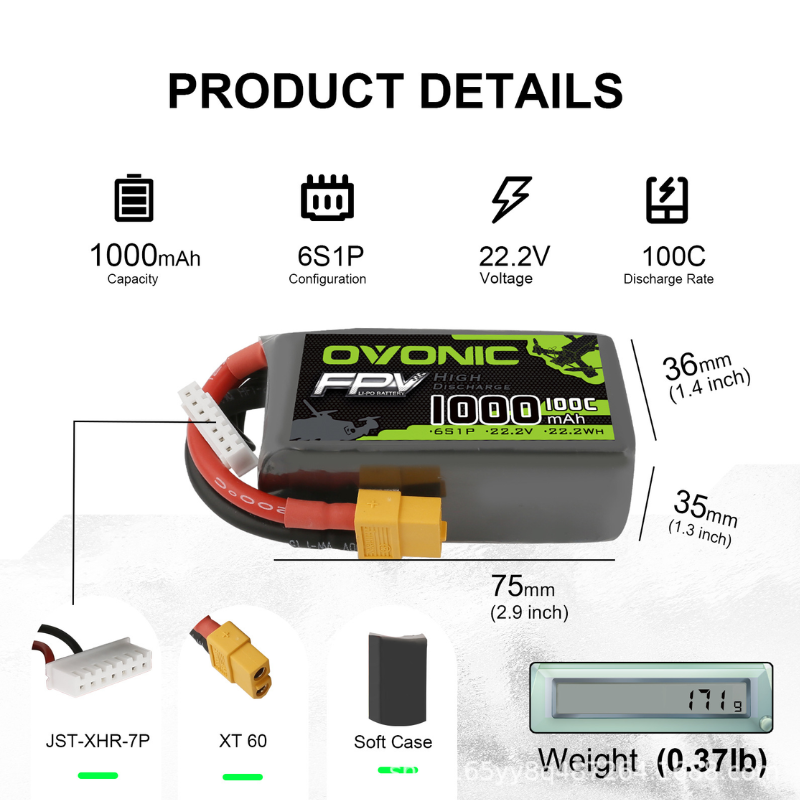 2 Pezzi Batteria LiPo OVONIC 1 - Drone Battery 6S recensione e prezzo