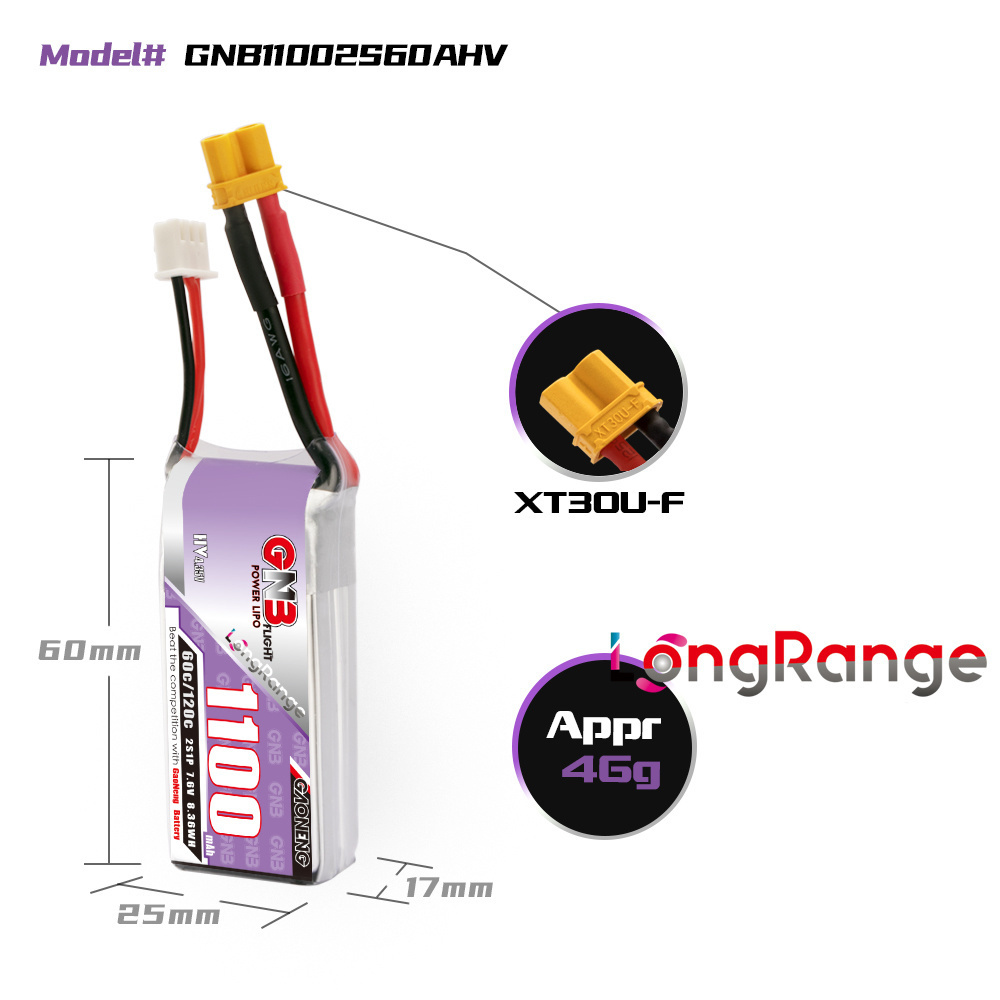 GNB 1100mAh 2S 3S 4S 6S 60C/12 - Drone Battery Lipo recensione e prezzo